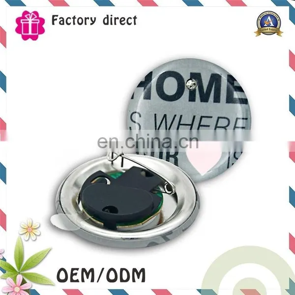 Direct Manufacturer Round Shape Metal Material Safe Pin Light up Badges photo-2