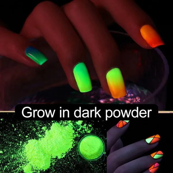 Fantastic Natural Look Acrylic Nails Dip Private Label Nail Dipping Powder Glow in Dark Dip Powder photo-4