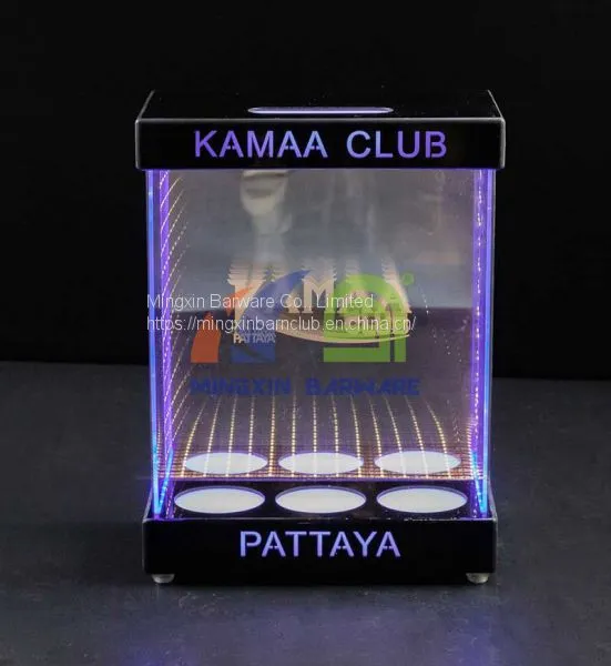 Three Bottle Bottle Cabinet With Infinity Mirror LED Champagne Cabinet Display