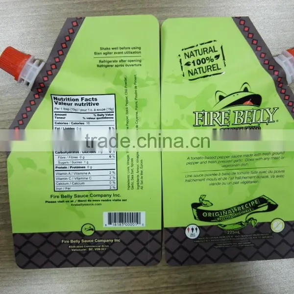 Stand up Spout Plastic Sauce Bag/jam Packaging Pouch With Spout/pepper Sauce Pouch With Nozzle photo-3