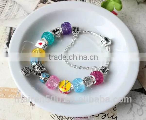 TG19 Bead Bracelet Wholesale Bracelet China Love Charm 2015 Popular Silver Handmade Glass Bead Bracelet photo-4