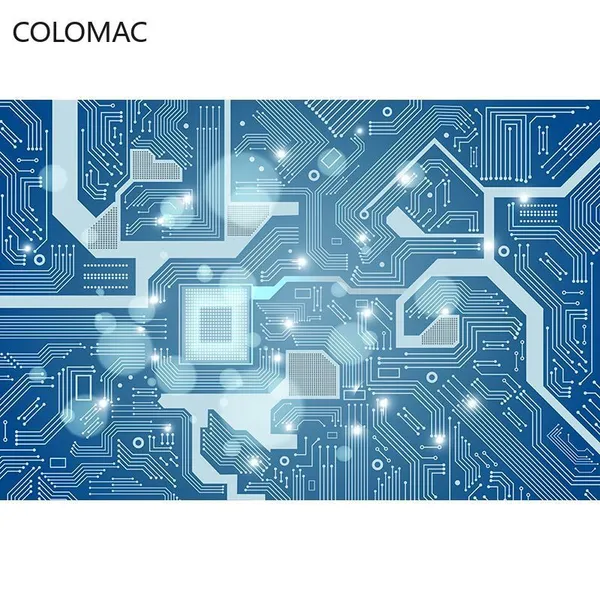 Custom Metal Circuit Board Wallpaper Technology Office Blue Background Wall Gaming Room Decoration Mural Dropshipping photo-2