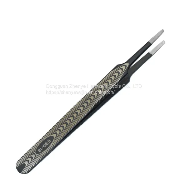 Precision Stainless Steel Hard Anti-static Tweezers Bird's Nest Hair Picking Clip Maintenance Tweezers Pointed Elbow With Texture ESD-13 Tweezers photo-2