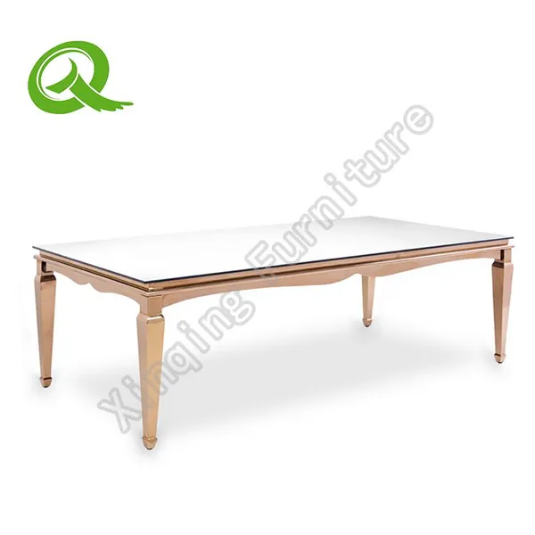 High Quality Luxury Gold Stainless Steel Dining Table Marble Top Restaurant Table For Home Hotel photo-3
