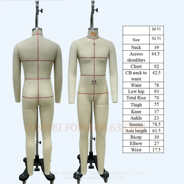 Fashion Asain Standard Male Torso Professional Dress Form Tailor Sewing Mannequin for Clothing Size 92