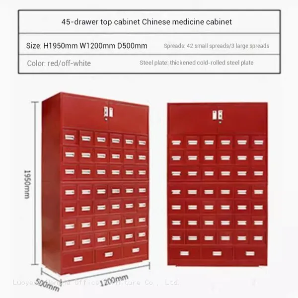 Red and White Cold-Rolled Steel Herbal Cabinet | Multi-Drawer TCM Storage for Swiss Hospitals & Clinics photo-2