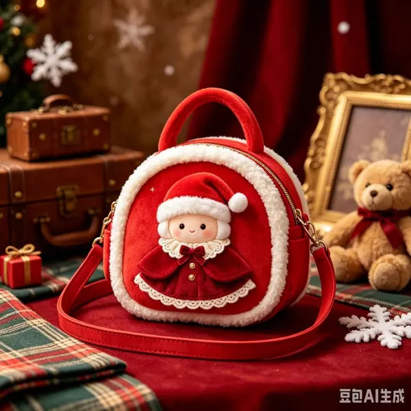 Cartoon Plush Bag, Shoulder Crossbody Bag, Handbag, Cute Little Animal Santa Claus Bag, Customizable