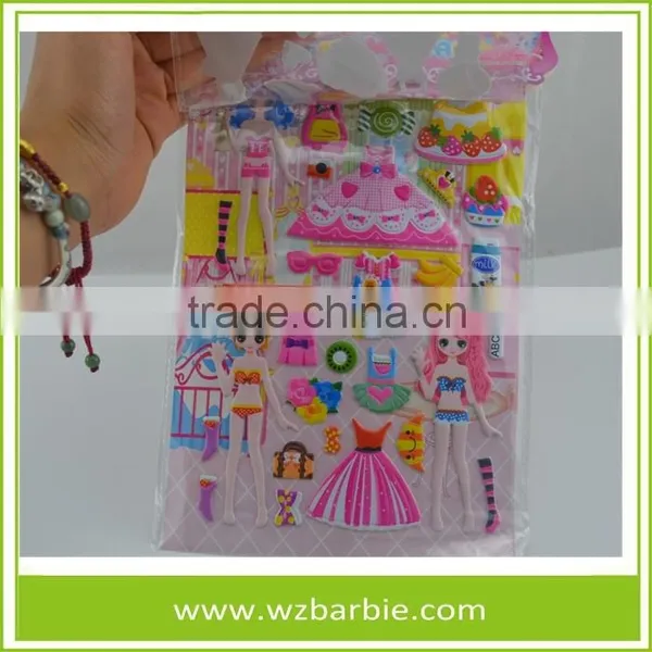 Fashion Wholesale Change Clothes Beautiful Puffy Stickers For Kids photo-3