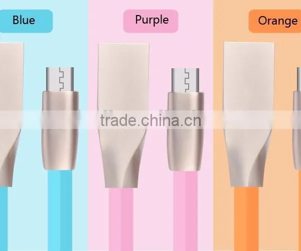 Zinc Alloy Metal Shell Flat Cable With 8 Colors Micro Usb Cable photo-3