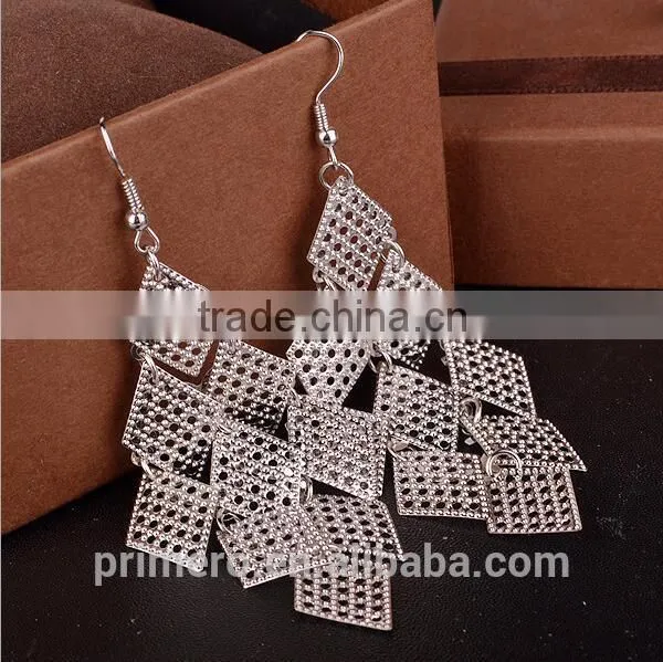 Indian 18k Gold Rhombic Tassel Long Earrings Eardrop Wholesale photo-3