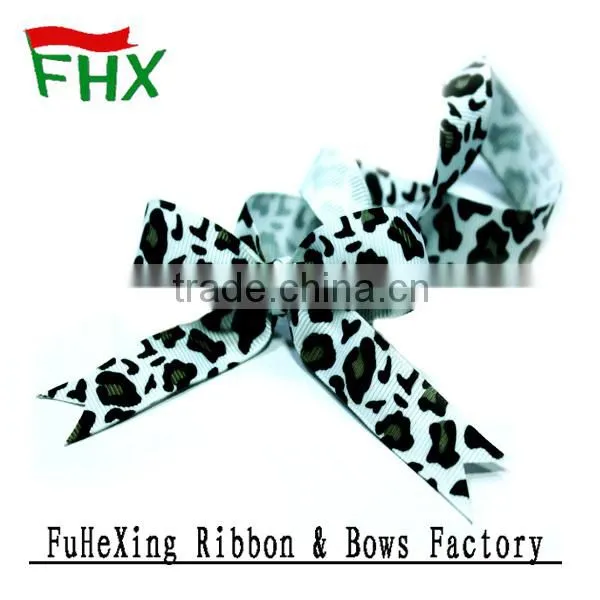 Factory Direct Wholesale Leopard Printed Grosgrain Ribbon Bow With Loop in Packaging