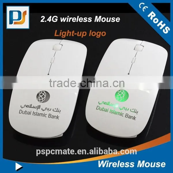 Advertising 2.4G Flat Wireless Mouse With Laser Light-up LOGO photo-4