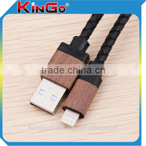 RoHS Approve USB Wood Shell and Braited Wire USB Transfer Cable Data