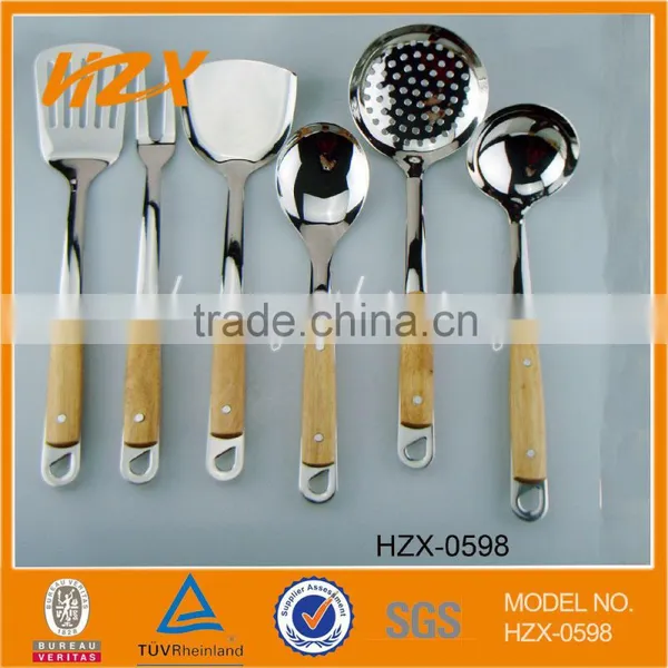 7pcs Stainless Steel Wooden Kitchenware
