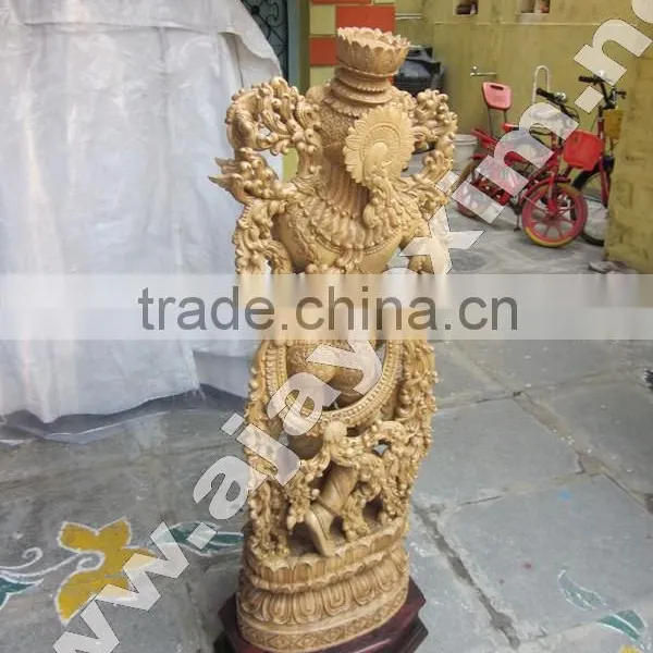 White Wood Krishna Statue photo-5