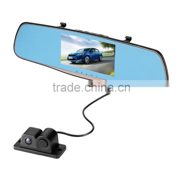Dual Lens Camera Car Dvr Rearview Mirror Camera 5 Inch HD Display With Reversing Parking Sensors Backup Camera User Manual photo-3