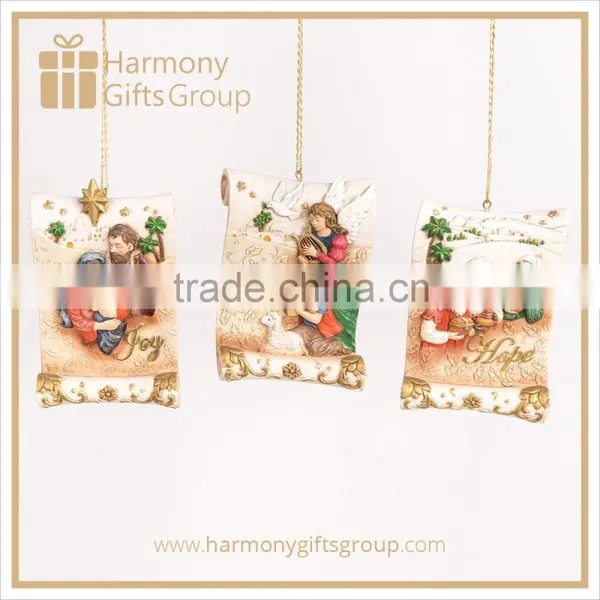 Polyresin Nativity Scene Figurines Set on Scroll