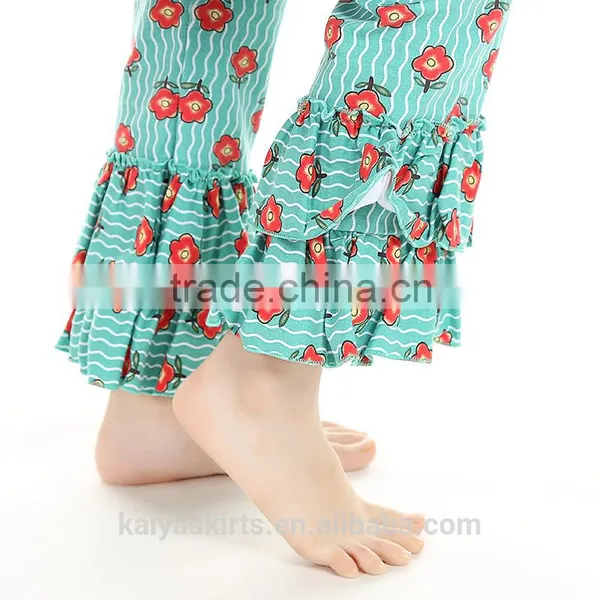 2016 Thanksgiving Kaiya Printed Cotton Ruffled Long Sleeve Dress and Pant Fall Boutique Girl Clothing Quality Choice photo-5