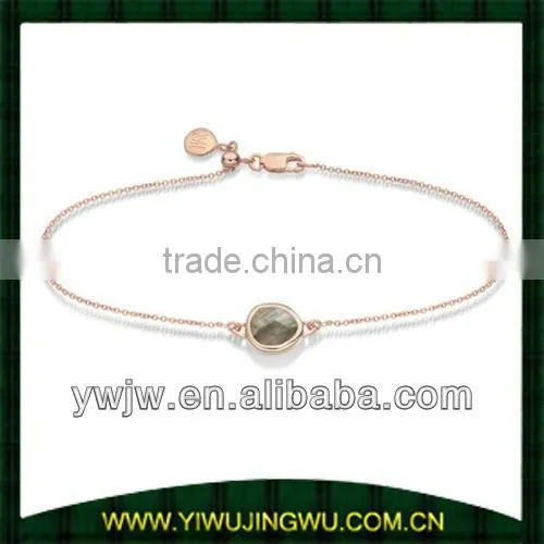 Rose Gold Plated Sterling Silver Fiji Chain Bracelet With Gemstone(JW-G10519)