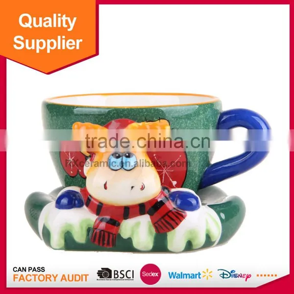 Cheap Hand-painted 3D Christmas Ceramic Coffee Mug With Base photo-2