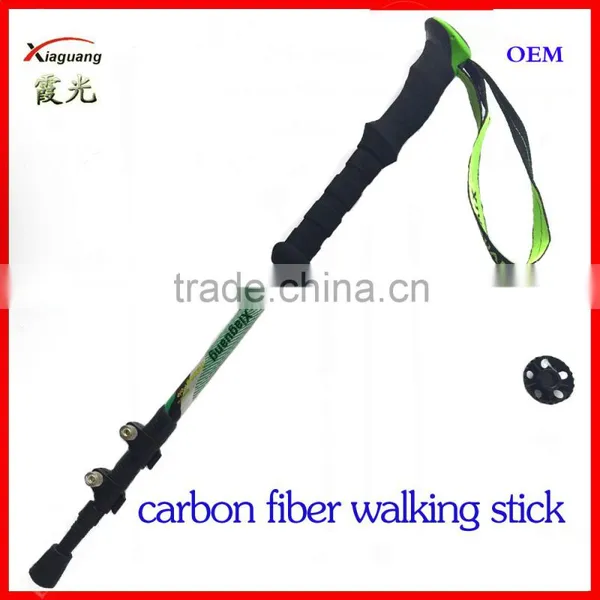 Cheap Three Sections Carbon Fiber Telescopic Trekking Pole Nordic Walking Stick photo-4