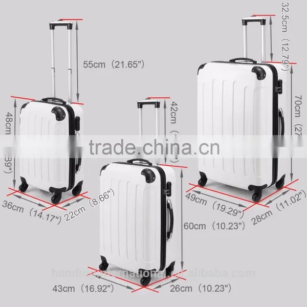 New 3PCS Silver Carry On Luggage Set Trolley Suitcase Travel Bag Spinner ABS PC photo-2