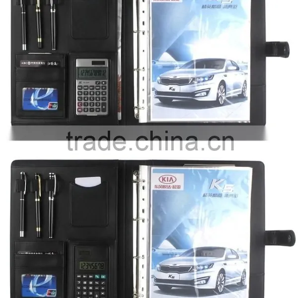BWF- 14/15 Black /brown Leather Multi-function Manager Portfolio&a4 pu Leather Portfolio Folders&leather Portfolio Folder photo-3