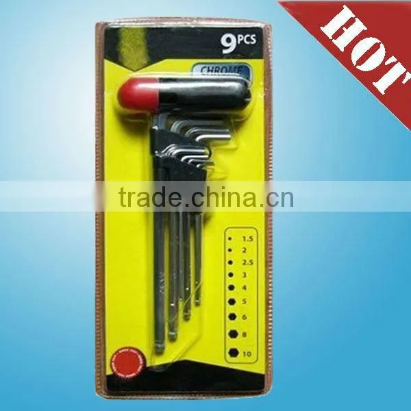 2012 Fashionable S.A.E and Metric 9 PCS T Handle Hex Key