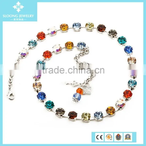 Hot Sale Rainbow Colors Crystal Beaded Statement Necklace