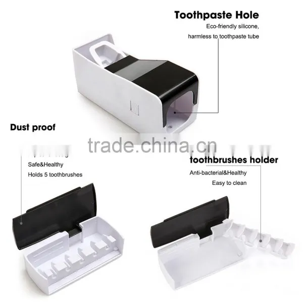 Dustproof Toothpaste Dispenser and Toothpaste Squeezer Kit Kid's 5 Toothbrush Holders photo-3