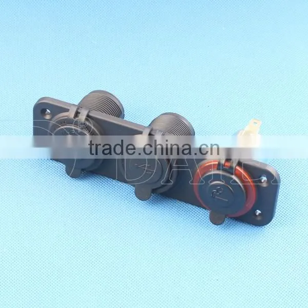 Panel Mounted 12V Car Cigarette Lighter Socket Dual USB Charger Socket Power Adapter Outlet Splitter photo-2