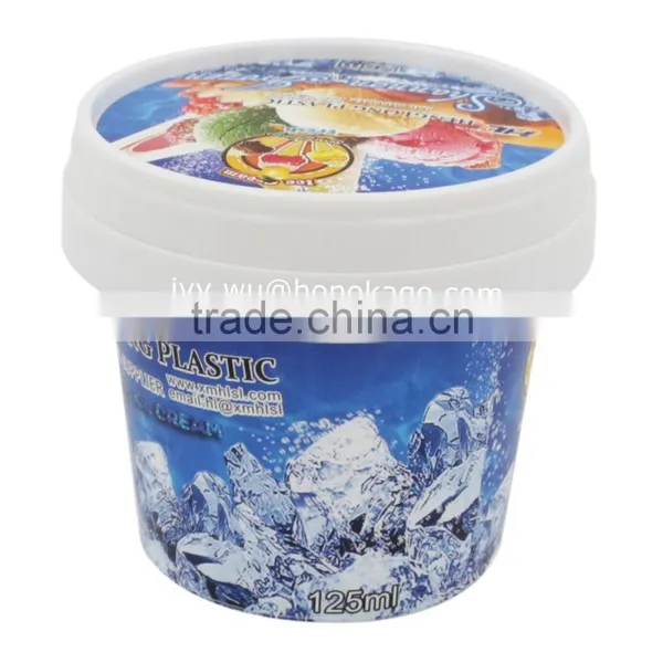 125Ml Ice Cream Tub With Lid Spoon, Round Custom Logo Prited Ice Cream Container photo-3