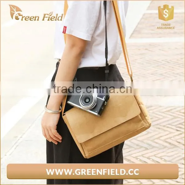 Environment Friendly Washable Karf Paper Bag,popular Brown Paper Women Cross Bady Shoulder Bag photo-2