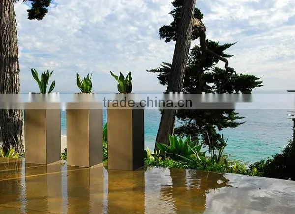 FO-9022 Tall Cubic Stainless Steel Flower Pot, Metal Planter