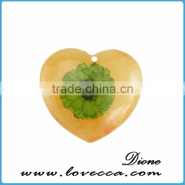 New Fashion Heart Shape Transparent Real Flower Resin Charm Pendants photo-5
