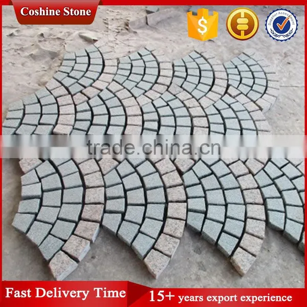 Fan-shape Granite Driveway Patio Pavers With Mesh Back photo-3
