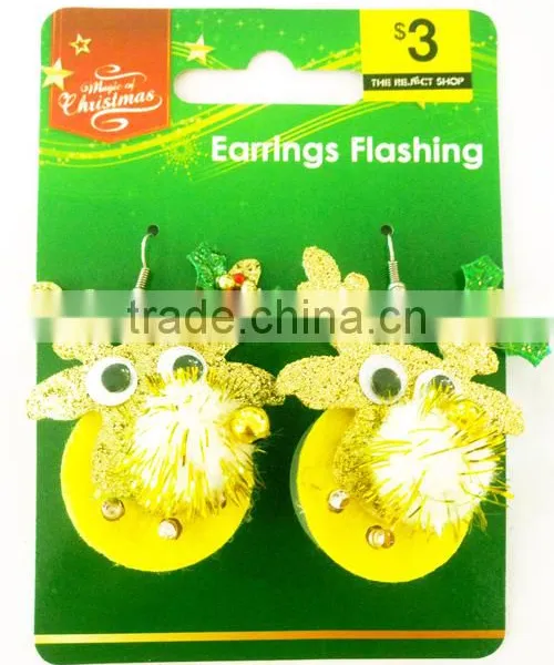 Bright Yellow Reindeer Pedant Light up Led Earrings Christmas Wholesale Art Supplies photo-3