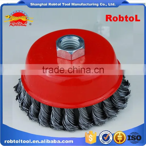 5" Steel Wire Cup Brush Wheel Twist Knot Crimped Bowl Disc Abrasive M14 Round Grinding Cheaning Brush photo-5