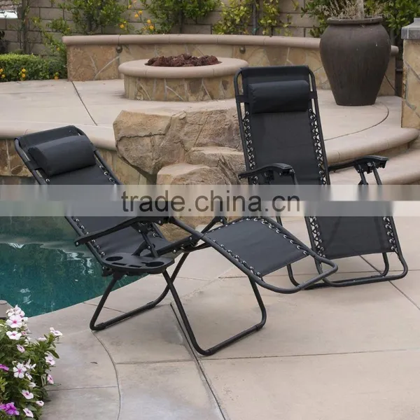 Utility Tray Lounge Black Pool Zero Gravity Chairs With Cup Holder photo-2