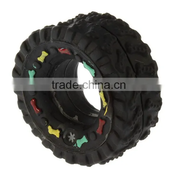 Free Shipping Animal Sounds Tire Shape Pet Dog Toy Puppy Cat Chews Squeaky Rubber Toys Squeaking 8*4cm Tire Pet Toys photo-5
