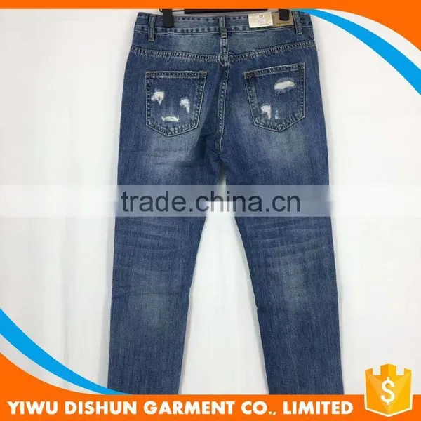 Women Cotton Brand Ripped Pants Jeans photo-5