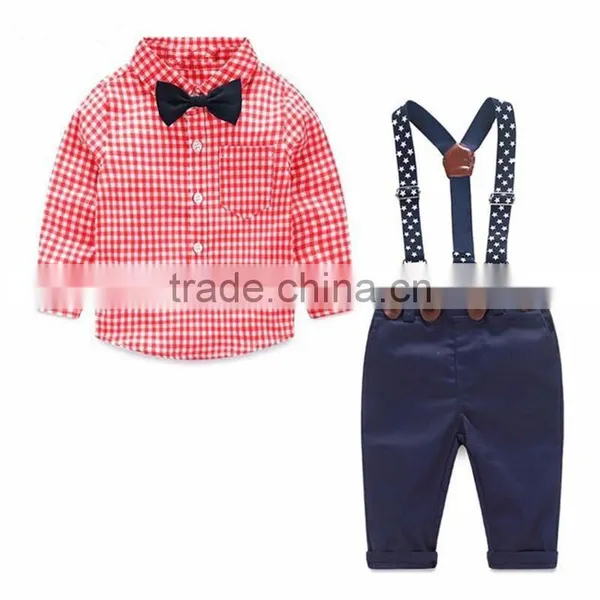 Plaid Shrit and Overalls Newborn Baby Clothing Set With Infants and Toddlers Direct From Manufacturer Clothing photo-2