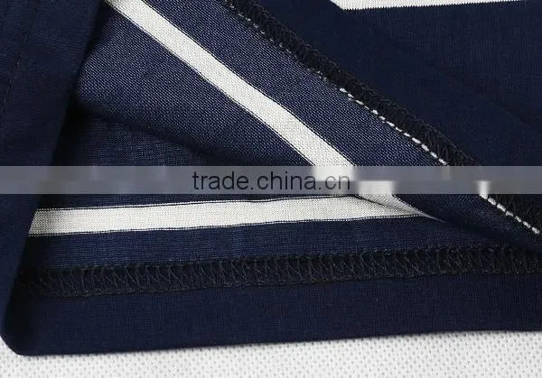 New Design Men's Casual T-shirt Short Sleeve Tee Formal Navy Blue Stripe POLO Shirt photo-4