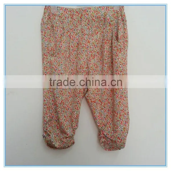 Factory Price Super Comfortable Cotton Fabric Children Girl's Leggings Stretch Colorful Pants Flower Printed Pants Trousers photo-3