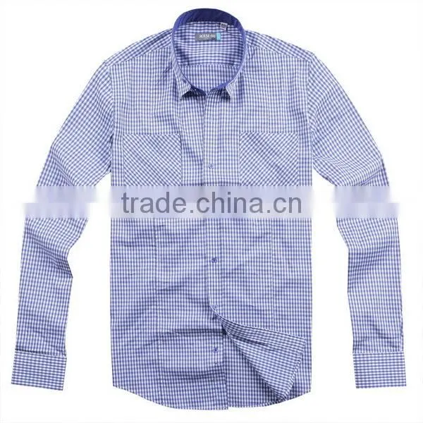 Fancy Check Mens Long Sleeves Shirts Formals Dress Shirts Business Shirts Button Downed Custom Labelled Dress Casual Shirts photo-5