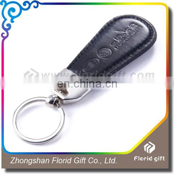 Company Anniversary Gifts PU Leather Metal Keychain Leather Fob With Custom Logo photo-3