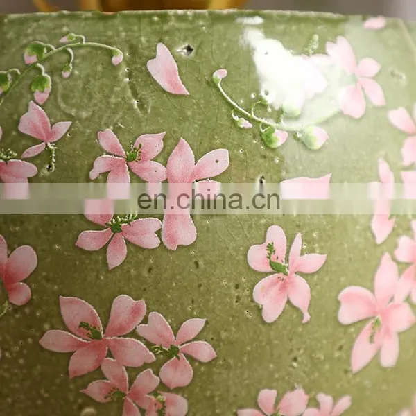 Novel Garden Supplies Flower Pattern Custom Cheap Fancy Green Unique Plants Pots Ceramic for Indoor Veranda photo-2