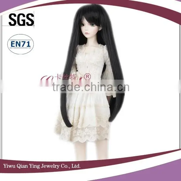 Cheap Best Wholesale Beautiful Black Long Straight Doll Wigs photo-2