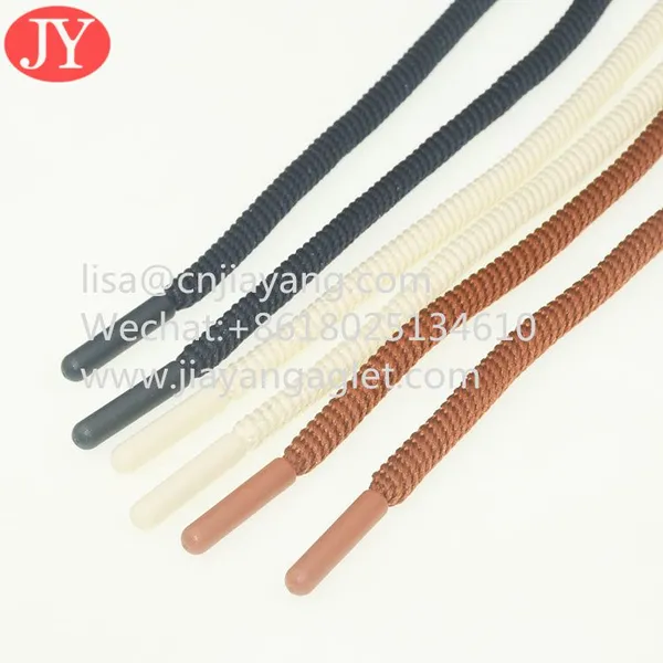Hoodies Rope Aglet Polyester Round Rope With Screw Thread Diaposable Cap Rope Head for Intramembrance Injection Molding