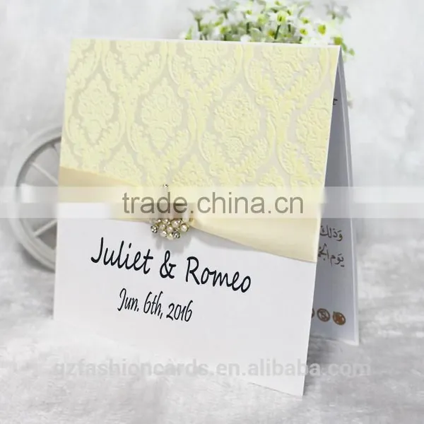 Luxury Jeweled Customized Flocking Fabric Wedding Invitation Card photo-5